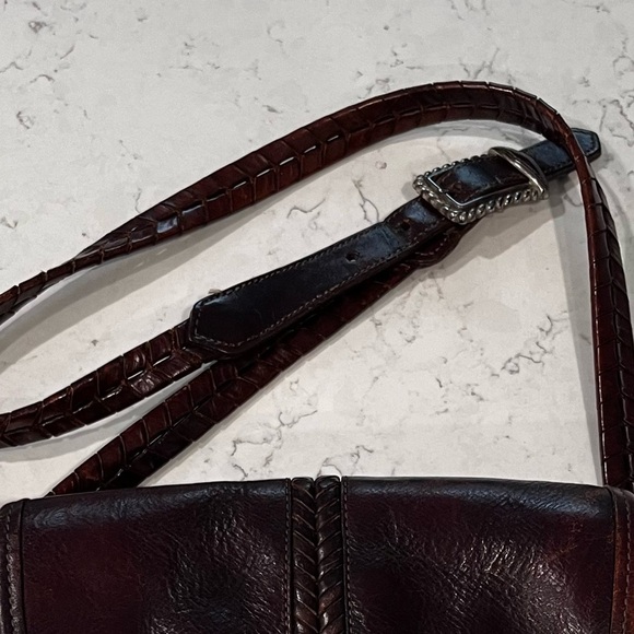 Brighton Brown Leather Braided Adjustable Strap Crossbody Bag - Picture 10 of 13